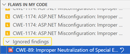vs-code-ignored-findings-dropdown.png